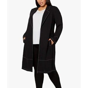 Alfani Black Long Duster Cardigan Blazer Corporate Goth Pockets PM Capsule